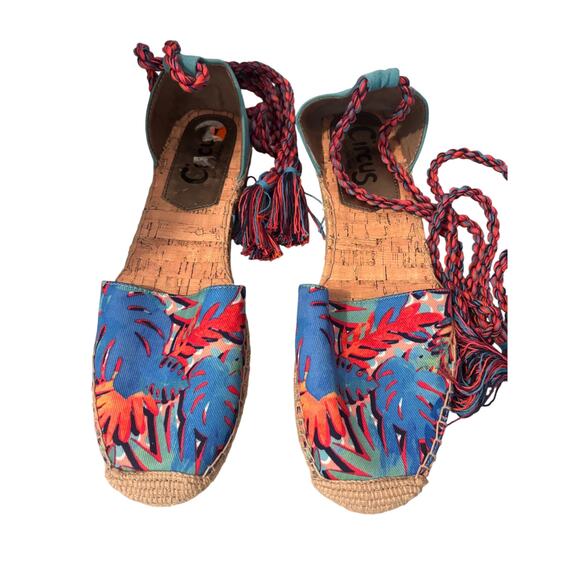 Circus by Sam Edelman size 11M Lenora Espadrille Sandals Ankle Wrap Tropical - Picture 1 of 7
